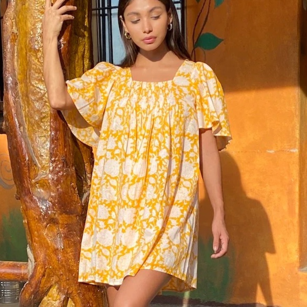 The Fox and the Mermaid Yellow Floral Sanvi mini dress